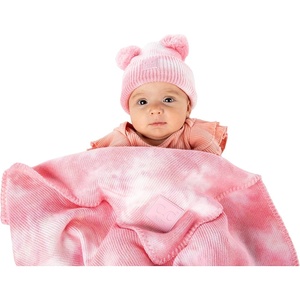 image:imageFunky Junque Baby Blanket amp Beanie Set  Leopard Print  Single Pom  LatteTie Dye  Double Pom  Pale PinkWhite