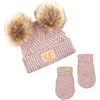 image:imageFunky Junque Baby Double Faux Fur Pom Pom Beanie amp Mittens Set  Newborn Infant 09 Months Winter Hat with Soft Lined MittensDiagonal Basketweave Rose 09 Months