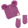 image:imageFunky Junque Baby Double Faux Fur Pom Pom Beanie amp Mittens Set  Newborn Infant 09 Months Winter Hat with Soft Lined MittensLavender 09 Months