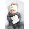 image:imageFunky Junque Baby Pom Pom Beanie  Soft Knit Infant Winter Hat for Baby Girls amp Boys Cozy Warm Newborn Beanie 012 MonthsDiagonal Basketweave Pattern  White