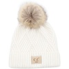 image:imageFunky Junque Baby Pom Pom Beanie  Soft Knit Infant Winter Hat for Baby Girls amp Boys Cozy Warm Newborn Beanie 012 MonthsDiagonal Basketweave Pattern  White