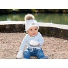 image:imageFunky Junque Baby Pom Pom Beanie  Soft Knit Infant Winter Hat for Baby Girls amp Boys Cozy Warm Newborn Beanie 012 MonthsDiagonal Basketweave Pattern  White