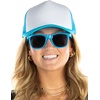 image:imageFunky Junque Blank Mesh Foam Lightweight Snapback Trucker HatHat AquaWhite  Sunglasses Aqua