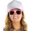 image:imageFunky Junque Blank Mesh Foam Lightweight Snapback Trucker HatHat Light PinkWhite  Sunglasses Light Pink