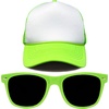 image:imageFunky Junque Blank Mesh Foam Lightweight Snapback Trucker HatHat Neon LimeWhite  Sunglasses Neon Lime