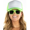image:imageFunky Junque Blank Mesh Foam Lightweight Snapback Trucker HatHat Neon LimeWhite  Sunglasses Neon Lime