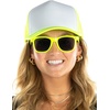 image:imageFunky Junque Blank Mesh Foam Lightweight Snapback Trucker HatHat Neon YellowWhite  Sunglasses Neon Yellow