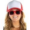 image:imageFunky Junque Blank Mesh Foam Lightweight Snapback Trucker HatHat RedWhite  Sunglasses Red