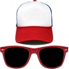 image:imageFunky Junque Blank Mesh Foam Lightweight Snapback Trucker HatHat RedWhiteBlue  Sunglasses Red