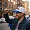 image:imageFunky Junque Upside Down City 2 Tone Trucker Hat Embroidered Baseball CapBuffalo  Royal BlueWhite