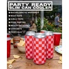 image:imageSlim Can Cooler  5 Pk  Game Day WhiteGreenChecker Print  PinkRed