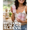 image:imageSlim Can Cooler  5 Pk  Game Day WhiteGreenLiterally Just A Girl  Pink Stripes