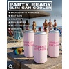 image:imageSlim Can Cooler  5 Pk  Game Day WhiteGreenLiterally Just A Girl  Pink Stripes