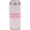 image:imageSlim Can Cooler  5 Pk  Game Day WhiteGreenLiterally Just A Girl  Pink Stripes