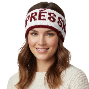 image:imageFunky Junque Aprs Ski Ear Warmer Headband  Cozy Winter Knit Headwrap for Women Running Skiing ColdWeather Head Wrap  BlackIvory Burgundy