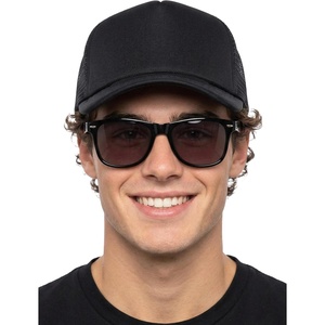 image:imageFunky Junque Blank Mesh Foam Lightweight Snapback Trucker HatHat Black  Sunglasses Black