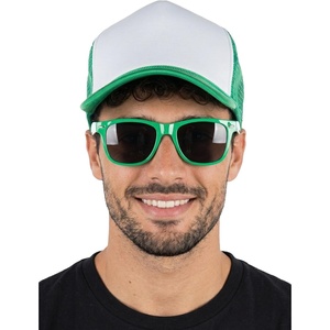 image:imageFunky Junque Blank Mesh Foam Lightweight Snapback Trucker HatHat Kelly GreenWhite  Sunglasses Kelly Green