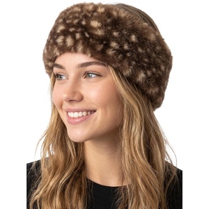 image:imageFunky Junque Faux Fur Lined Winter Headband  Long Fur  BlackFawn Print  Brown