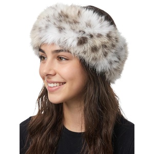 image:imageFunky Junque Faux Fur Lined Winter Headband  Long Fur  BlackSnow Leopard  Beige