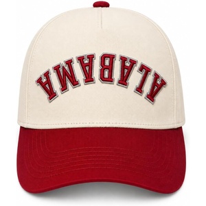 image:imageFunky Junque Upside Down City 2 Tone Trucker Hat Embroidered Baseball CapAlabama  CrimsonBeige