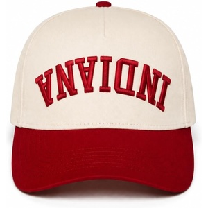 image:imageFunky Junque Upside Down City 2 Tone Trucker Hat Embroidered Baseball CapIndiana  CrimsonBeige