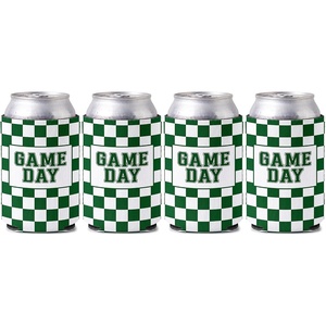image:imageIndividual 12 Oz Beer Can Cooler  Game Day  GreenWhite4 Pk  Game Day WhiteGreen