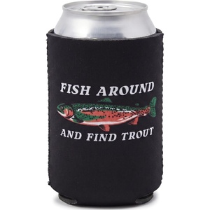 image:imageIndividual 12 Oz Beer Can Cooler  Game Day  GreenWhiteFish Around And Find Trout  Black