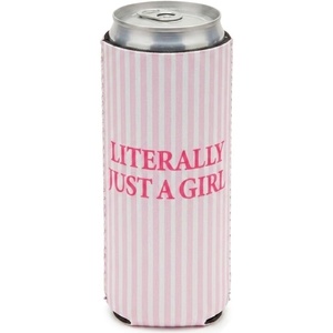 image:imageSlim Can Cooler  5 Pk  Game Day WhiteGreenLiterally Just A Girl  Pink Stripes