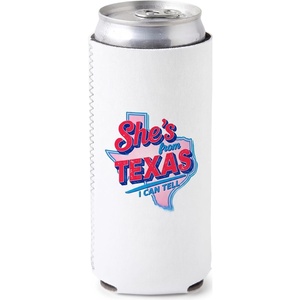 image:imageSlim Can Cooler  5 Pk  Game Day WhiteGreenShes From Texas I Can Tell  White