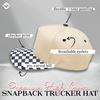 image:imageFunky Junque Trucker Snapback HatChecker Print  NavyBeige
