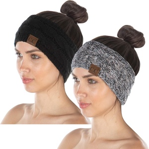 image:imageFunky Junque Exclusives Womens Headwrap and Ear Warmer  Taupe  Crochet2 Pack Black  4 Tone Grey 31