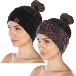 image:imageFunky Junque Exclusives Womens Headwrap and Ear Warmer  Taupe  Crochet2 Pack Black  4 Tone Kaleidoscope 32