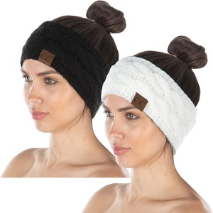 image:imageFunky Junque Exclusives Womens Headwrap and Ear Warmer  Taupe  Crochet2 Pack Black  Ivory
