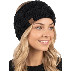 image:imageFunky Junque Exclusives Womens Headwrap and Ear Warmer  Taupe  CrochetBlack  Braided Chunky Knit