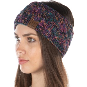 image:imageFunky Junque Exclusives Womens Headwrap and Ear Warmer  Taupe  CrochetBlack  Purple  Orange  Teal  4 Tone Mix