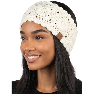 image:imageFunky Junque Exclusives Womens Headwrap and Ear Warmer  Taupe  CrochetIvory  Crochet