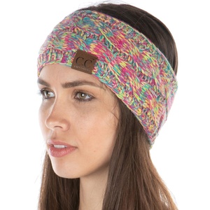 image:imageFunky Junque Exclusives Womens Headwrap and Ear Warmer  Taupe  CrochetPink  Yellow  Hot Pink  Teal  4 Tone Mix