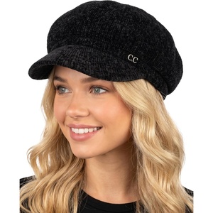 image:imageFunky Junque Womens Newsboy Cabbie Cap Vintage Baker Boy HatChenille Knit  Black