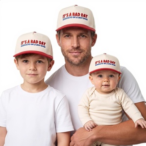 image:imageFunky Junque Adult Infant amp Kid Vintage TwoTone Embroidered Trucker Hat 3 Pack Bundle  Its A Bad Day to Be A Hot Dog  RedBeige