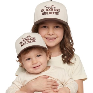 image:imageFunky Junque Toddler amp Kid Vintage TwoTone Embroidered Trucker Hat 2 Pack Bundle Excuse me You Look Like You Love Me BrownBeige