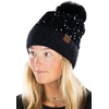 image:imageFunky Junque Matching 2 Pack Matching Sequin Pom Beanie  AdultInfant  Black