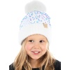 image:imageFunky Junque Matching 2 Pack Sequin Beanie wFaux Fur Pom  AdultToddler  White