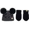 image:imageFunky Junque Matching 2 Pack Infant Double Pom Sequin Beanie amp Baby Mittens  Black