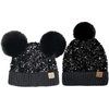 image:imageFunky Junque Matching 2 Pack InfantToddler Pom Sequin Beanie  Black