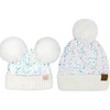 image:imageFunky Junque Matching 2 Pack Matching Sequin Pom Beanie  AdultInfant  White