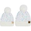 image:imageFunky Junque Matching 2 Pack Sequin Beanie wFaux Fur Pom  AdultToddler  White