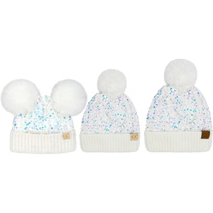 image:imageFunky Junque Matching 3 Pack Mommy amp Me Matching Sequin Beanie  AdultToddlerInfant  White